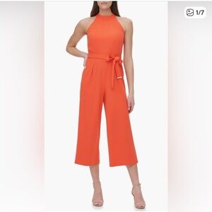 Tommy Hilfiger Vibrant Orange Halter Jumpsuit
